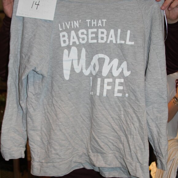 Women's Grey long sleeve Sweatshirt Livin that Baseball life  - XXL - Picture 1 of 1
